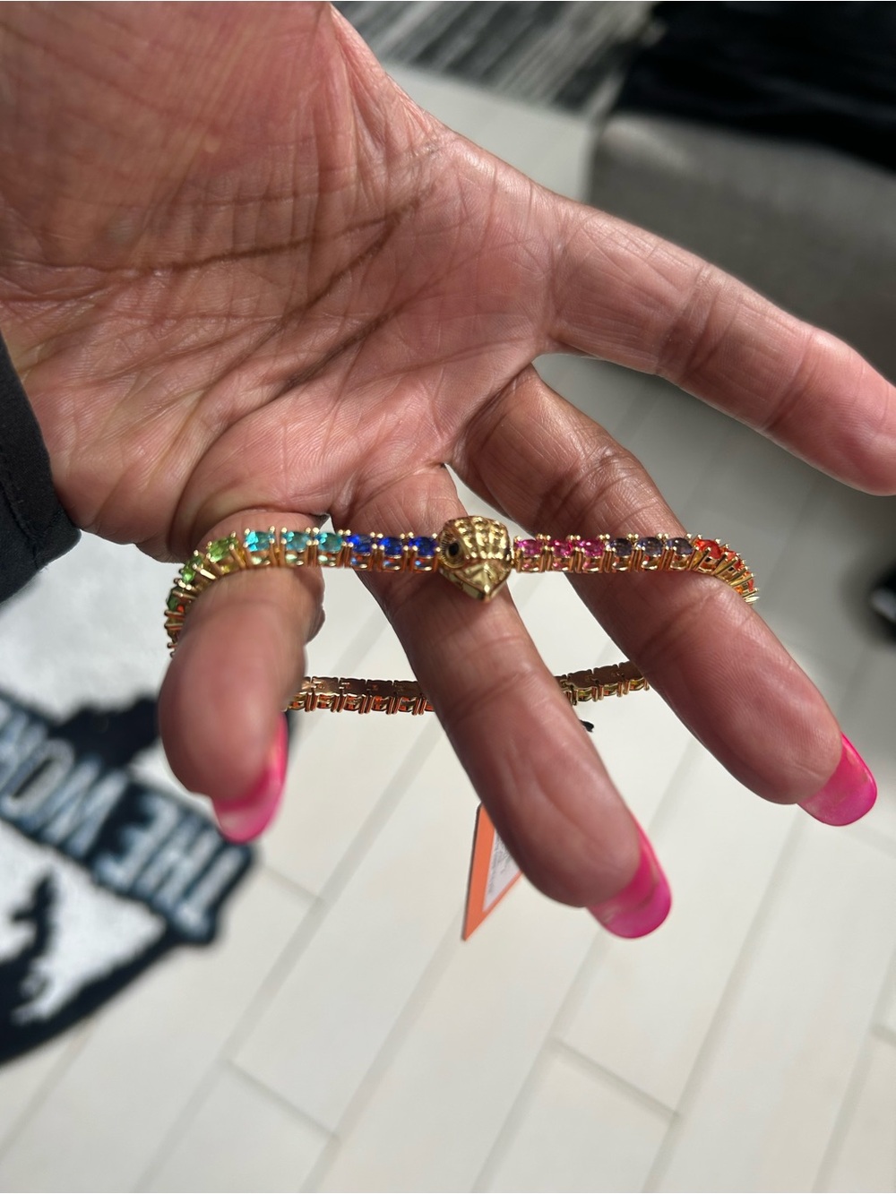 Kurt Geiger Gold-Tone Multicolor Crystal Tennis Bracelet